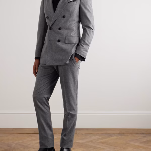 Dyllan Double-Breasted Wool-Flannel Suit Jacket
