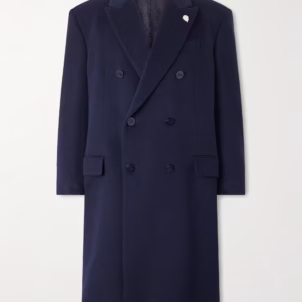 Oversized Double-Breasted Embellished Cashmere Coat