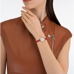 Ferragamo Gancino Collection Luxury Womens Watch Timepieces with a Red Strap Featuring a Gold Case