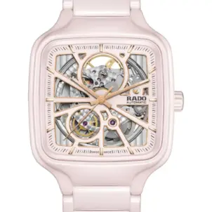 True Square Automatic Open Heart Ceramic Bracelet Watch