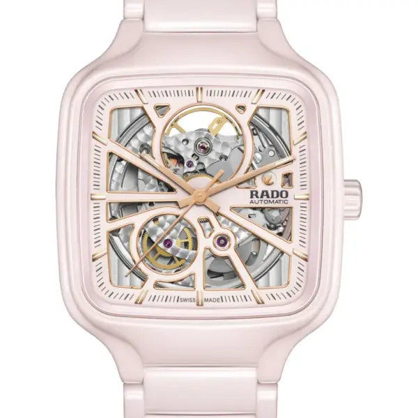 True Square Automatic Open Heart Ceramic Bracelet Watch