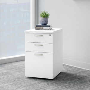 Bush Easy Office White 3 Drawer Mobile File Pedestal