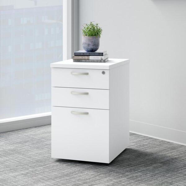 Bush Easy Office White 3 Drawer Mobile File Pedestal