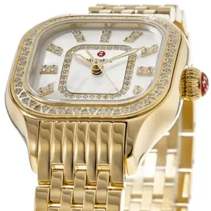 Michele Meggie Diamond Mother of Pearl Dial Gold-tone