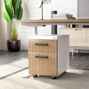 Element Contract Metal Desk Side Box Pedestal with Laminate Front