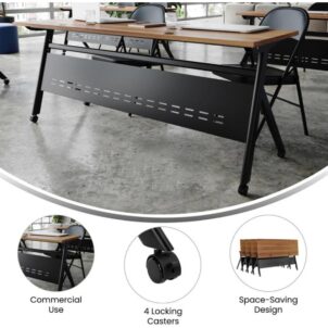 Flash Furniture 6' x 2' Walnut Laminate Flip Top Nesting Training Table