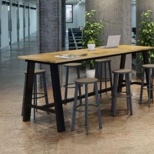 KFI Midtown 8' Standing Height Collaborative Table with Thermally Fused Laminate Top
