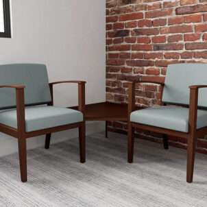 Lesro Amherst Wood 2 Seat Guest Bench with Corner Connecting Table
