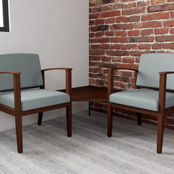 Lesro Amherst Wood 2 Seat Guest Bench with Corner Connecting Table