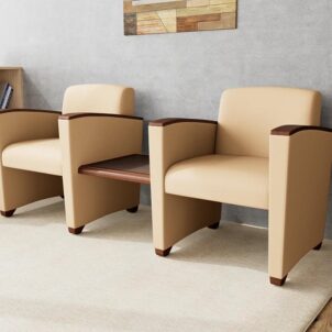 Lesro Savoy 2 Guest Bench with Center Connecting Table