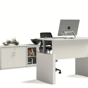 Mayline Medina 72"W x 36"D Height Adjustable Desk with Low Wall Cabinet