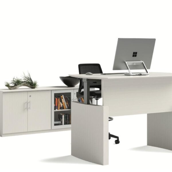 Mayline Medina 72"W x 36"D Height Adjustable Desk with Low Wall Cabinet