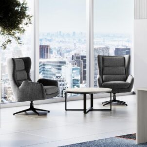 Office Source Lincoln High Back Gray Swivel Lounge Chair