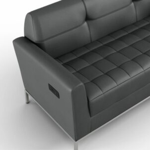Office Source Parker Tufted PU Leather Sofa with Power Inputs