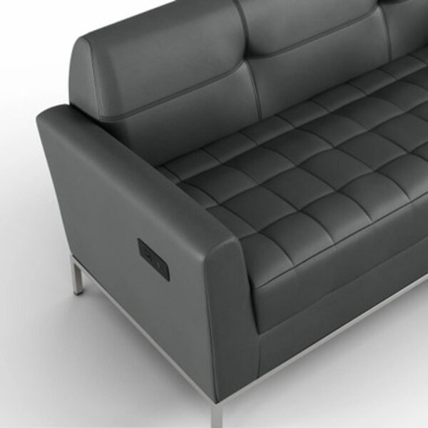 Office Source Parker Tufted PU Leather Sofa with Power Inputs