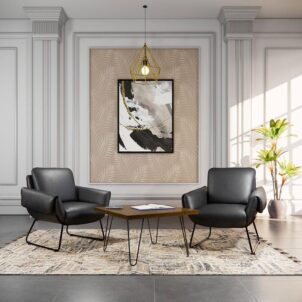 Office Source Peyton Contemporary Black Faux Leather Lounge Chair