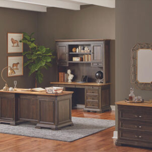 Office Source Westwood Collection 4 Piece Luxury Wood Executive Furniture Layout