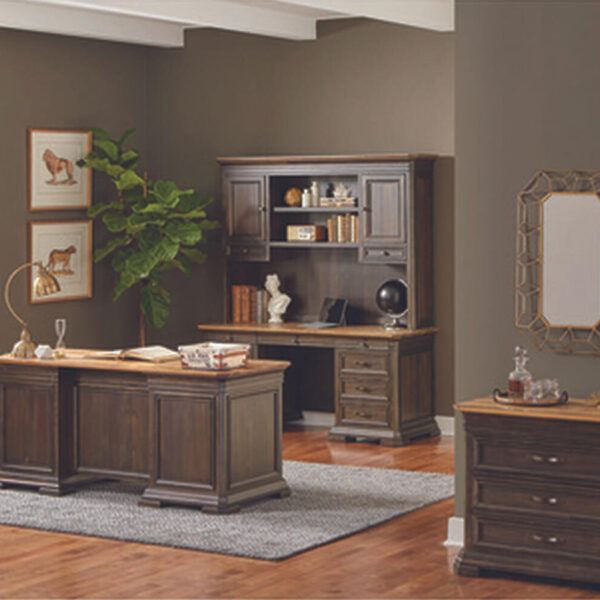 Office Source Westwood Collection 4 Piece Luxury Wood Executive Furniture Layout