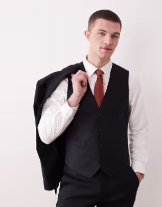 skinny suit trousers in black linen rich