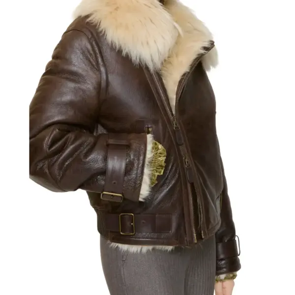 Cropped Shearling Aviator Jacket