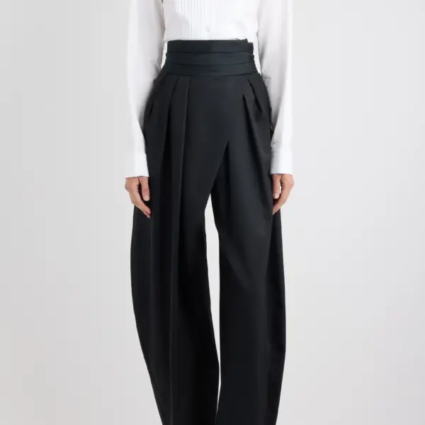 Tux High Waist Stretch Wool Barrel Leg Pants