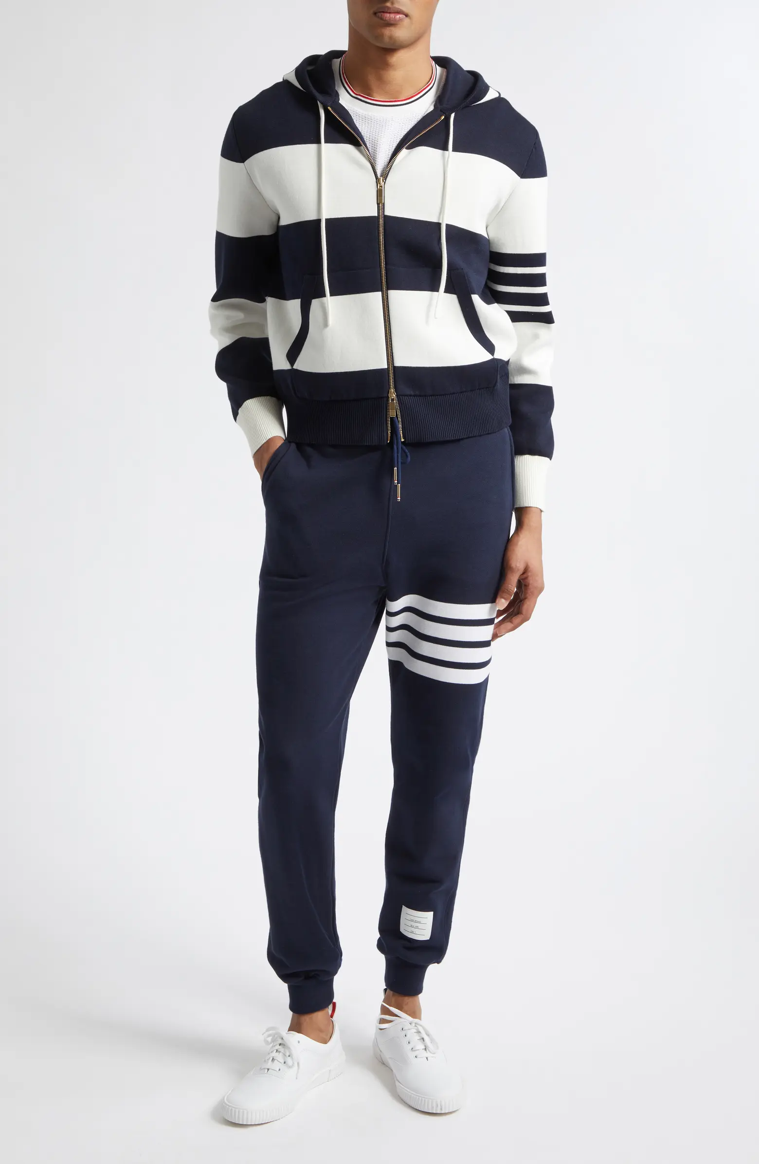 Hector Rugby Stripe Jacquard Zip Hoodie