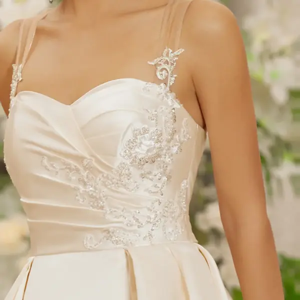 Spaghetti Sleeveless Lace Embroidery Gown Dressy Bridal Dress