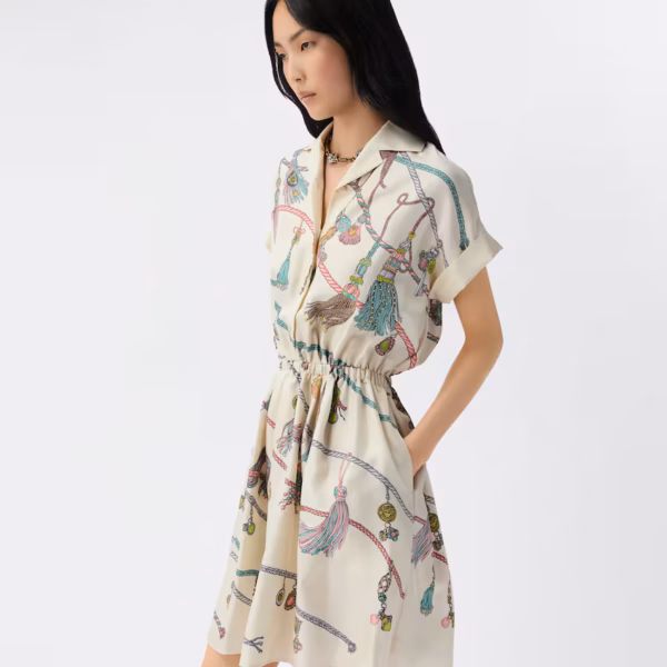 Printed Silk Twill Mini Dress