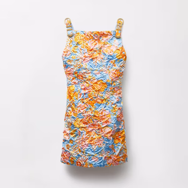 Printed Silk Duchesse Mini Dress