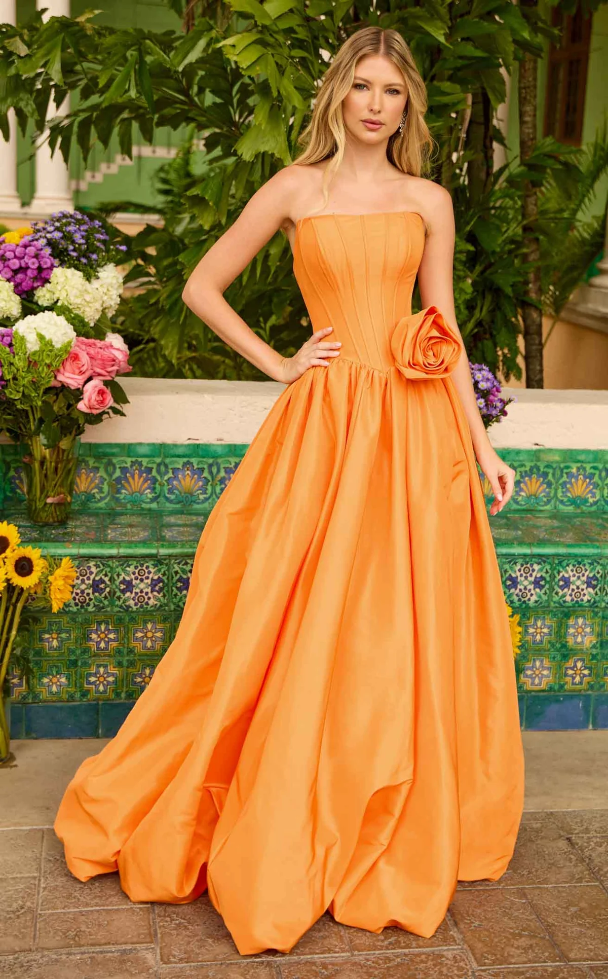 Radiant Strapless Neckline Full-Length Dress