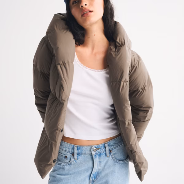 Hooded Duvet Belted Puffer