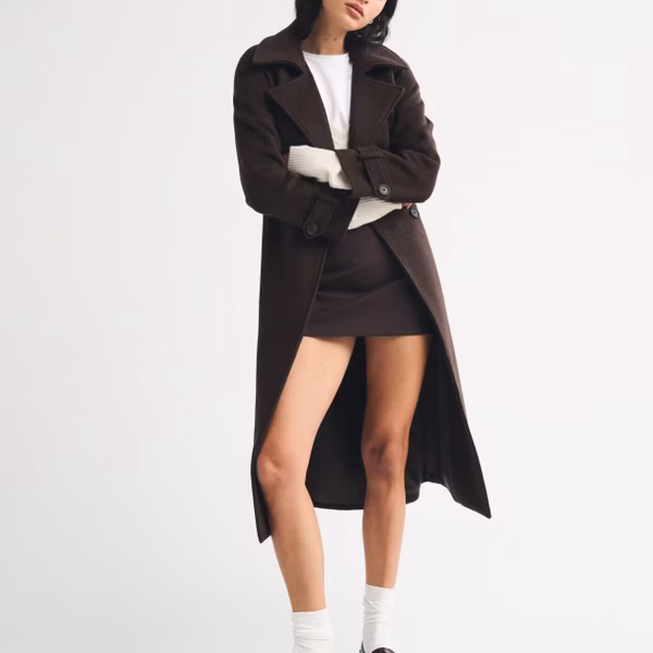 A&F Carrie Wool-Blend Trench Coat