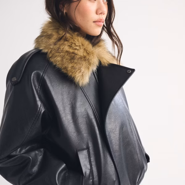 Convertible Vegan Leather Bomber Jacket