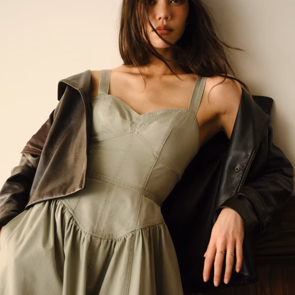 Twill Corset Midi Dress