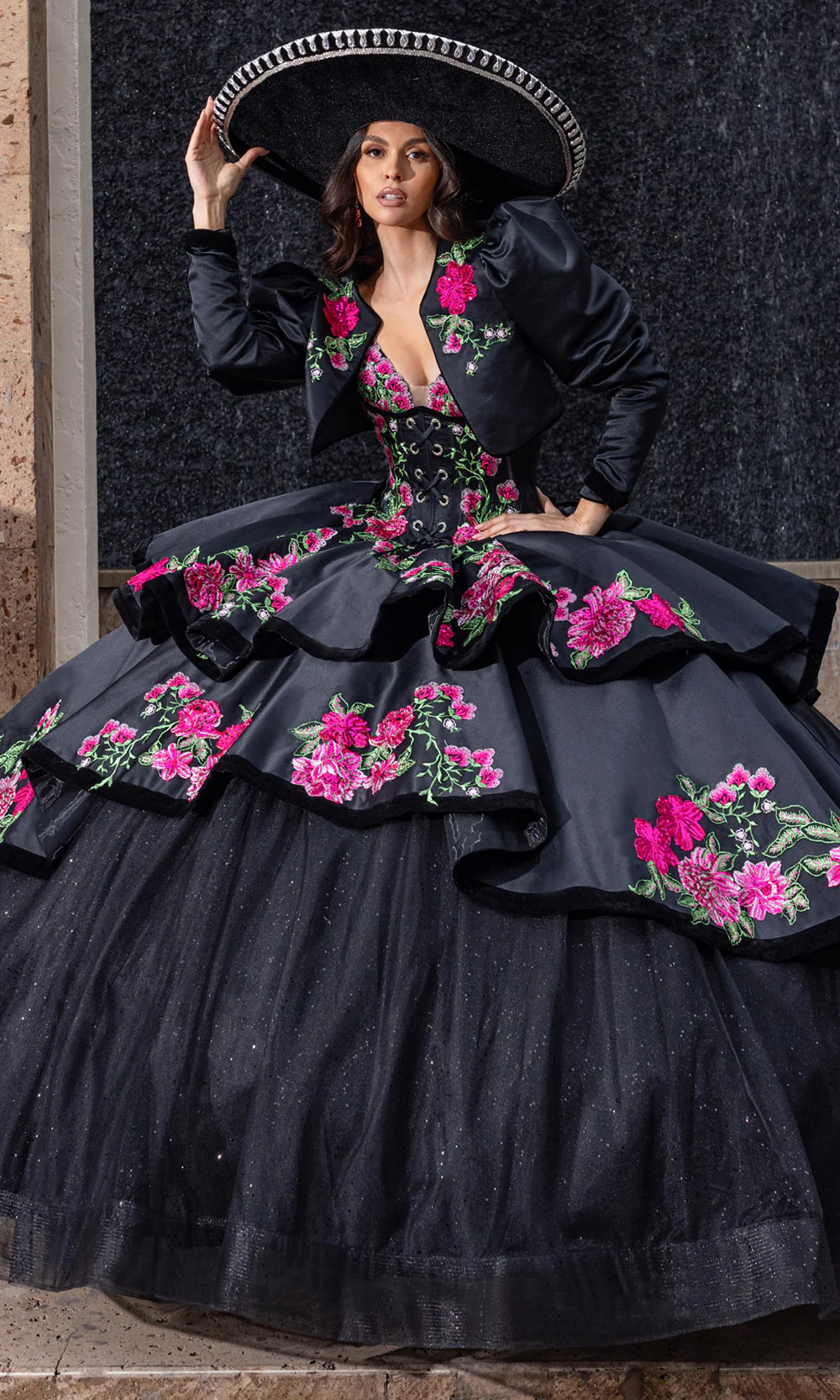 Sweetheart Charro Inspired Floral Ballgown