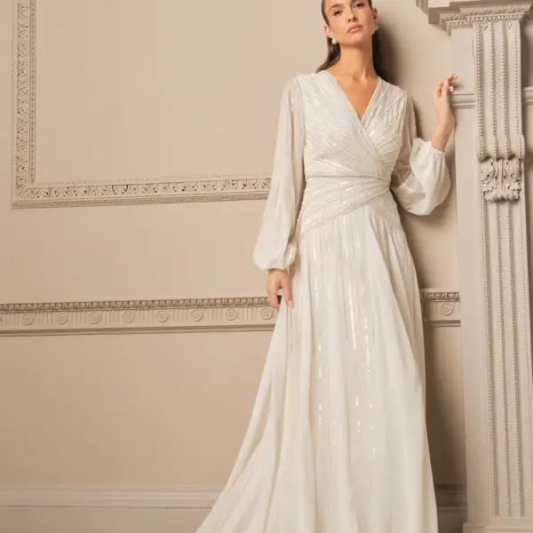 Coast Long Sleeve Linear Embellished Wedding Dress