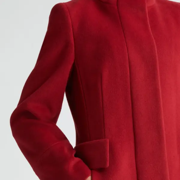 Stand Collar Wool Blend Fleece Coat