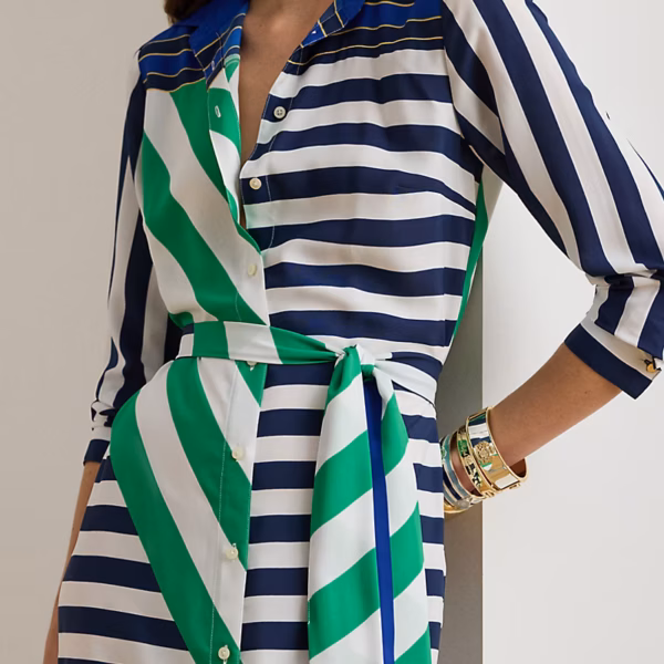 Striped Crepe Shirtdress