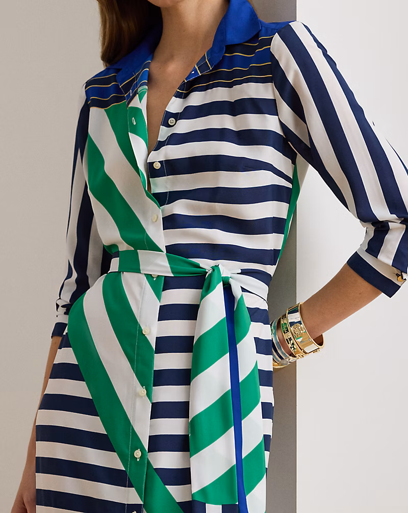 Striped Crepe Shirtdress