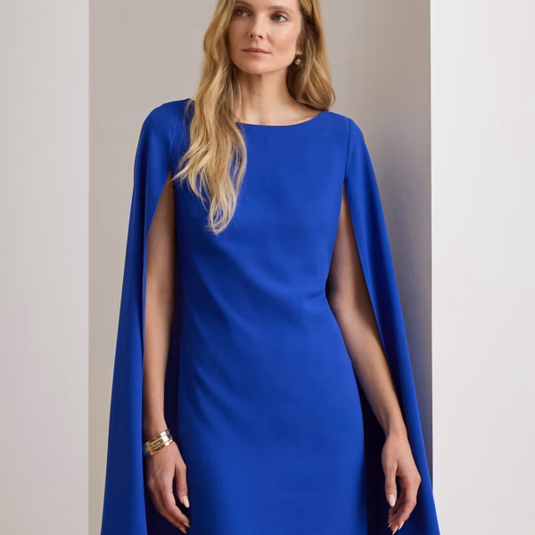 Cape Georgette Cocktail Dress