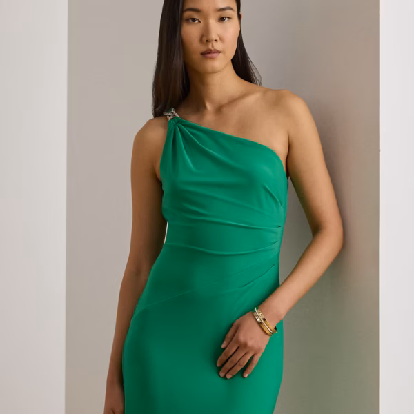 Jersey One-Shoulder Gown