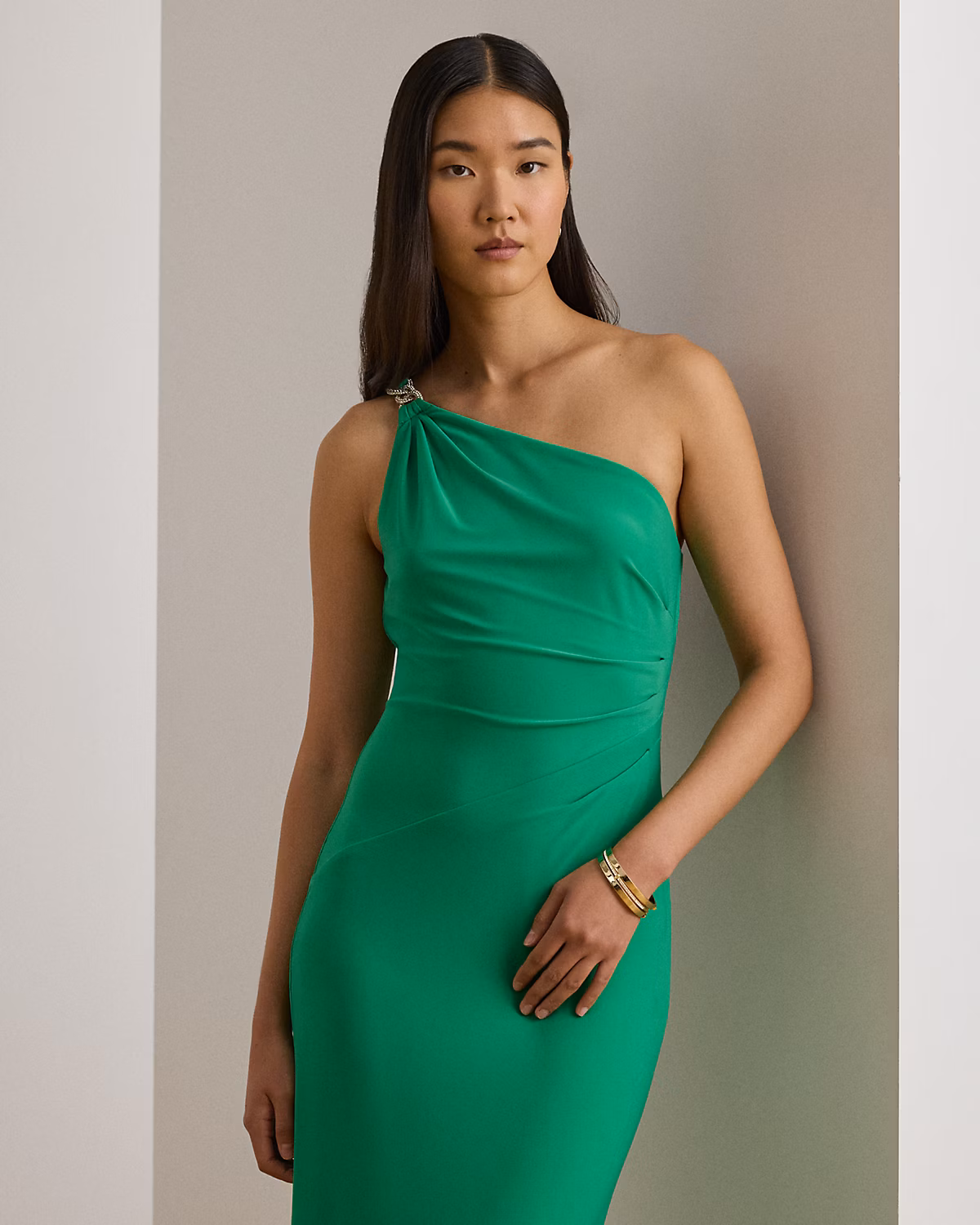 Jersey One-Shoulder Gown