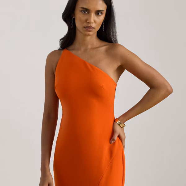 Double-Faced Crepe One-Shoulder Gown
