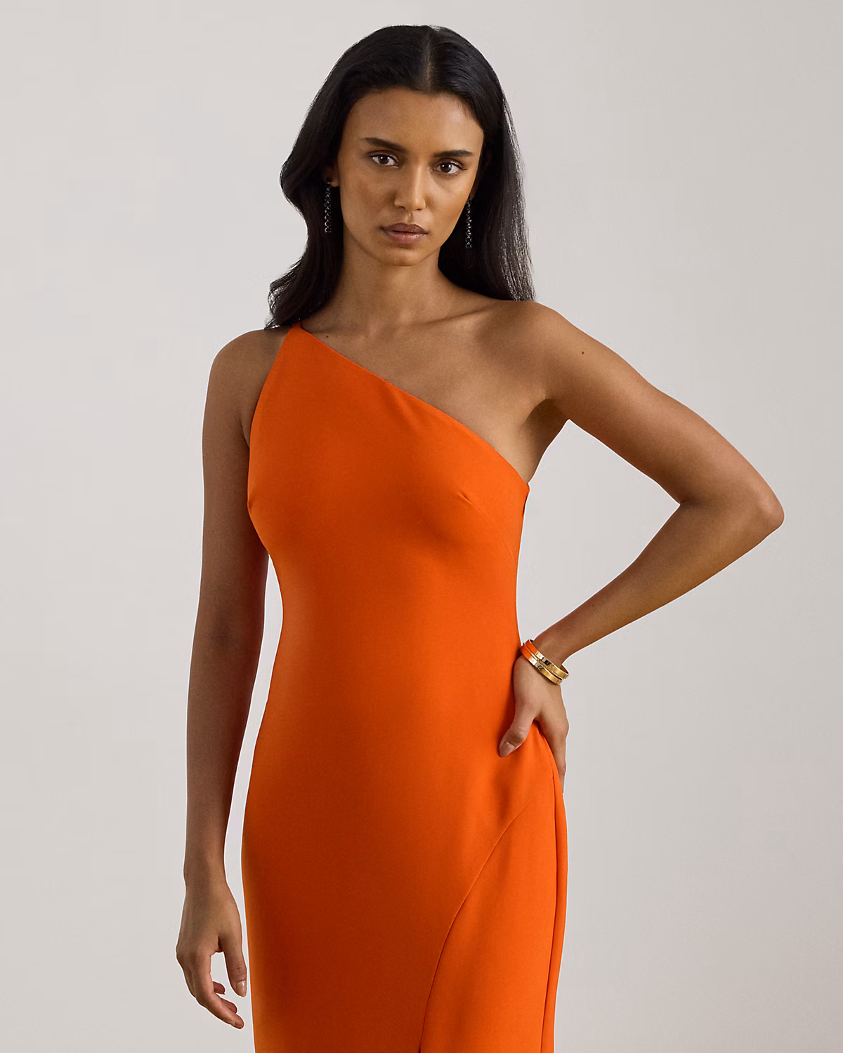 Double-Faced Crepe One-Shoulder Gown