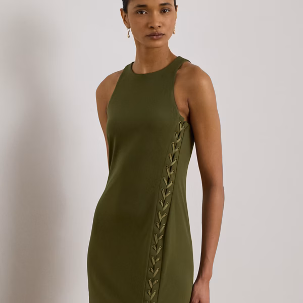 Lace-Up Jersey Sleeveless Gown