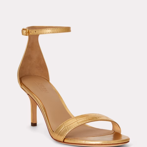 Allie Mid-Heel Metallic Embossed Sandal