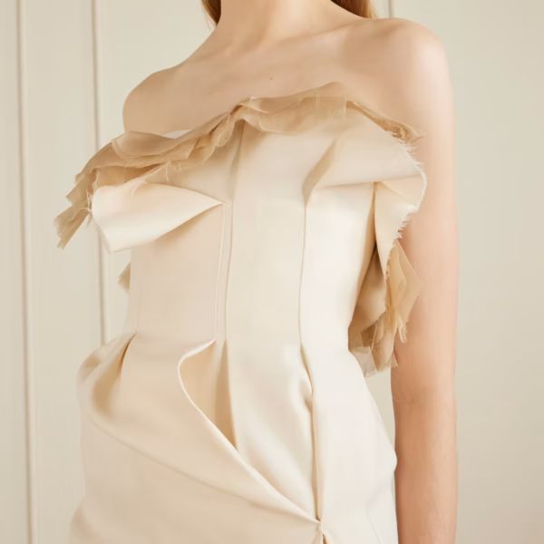 Salm frayed ruffled wool and silk-blend cady midi dress