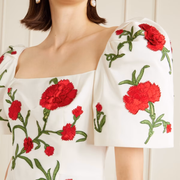 Embellished floral silk-faille mini dress
