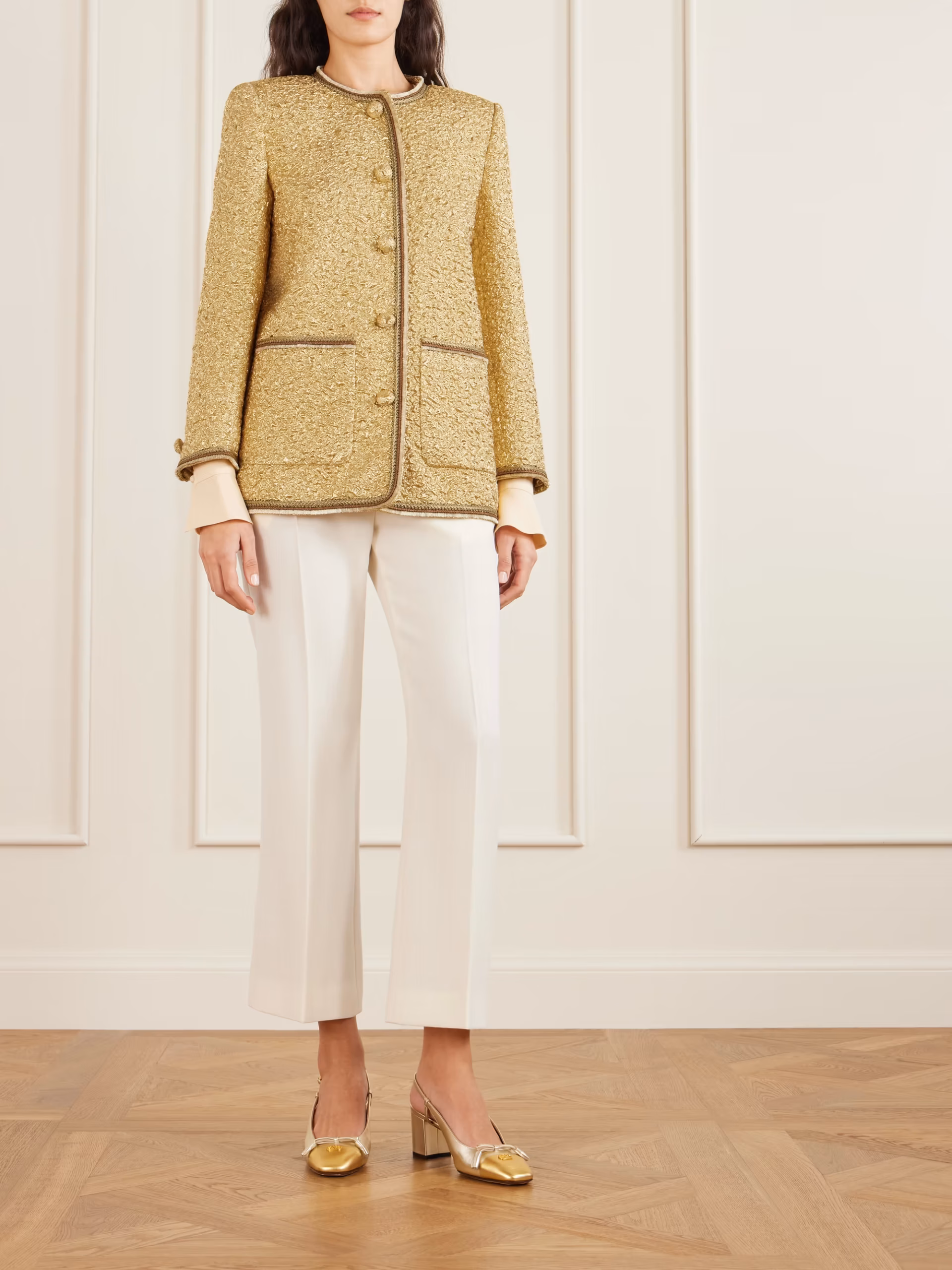 Metallic cloqué-jacquard jacket