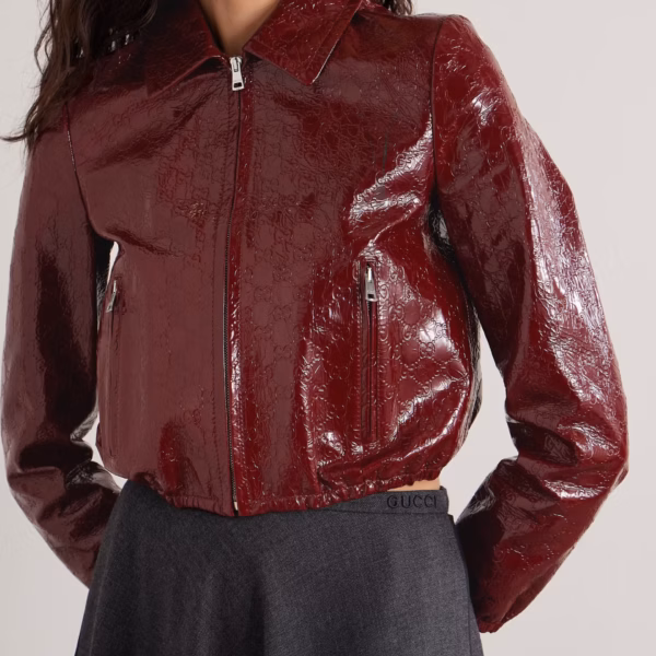 Debossed patent-leather jacket
